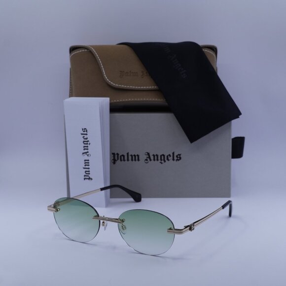 Palm Angels PERI10H CRYSTAL 7654 Oval Sunglasses - Gold/Green Gradient - Picture 5 of 10